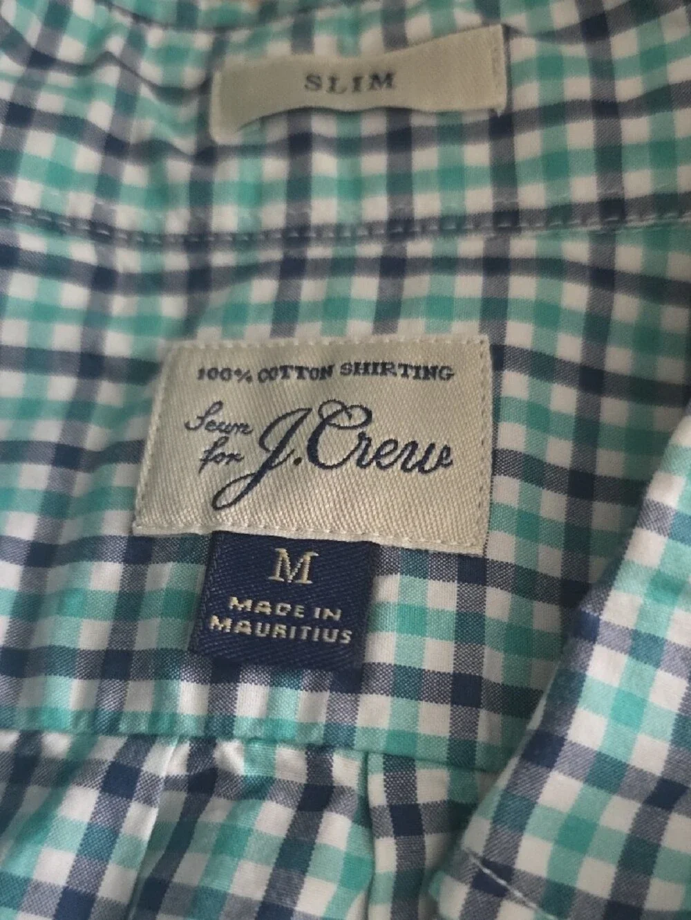 J. Crew Men's Plaid Button-Down Shirt in Teal and Navy